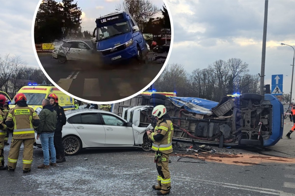 Dramatyczny wypadek w Markach: BMW uderzyło w autobus, pasażerka wypadła przez okno