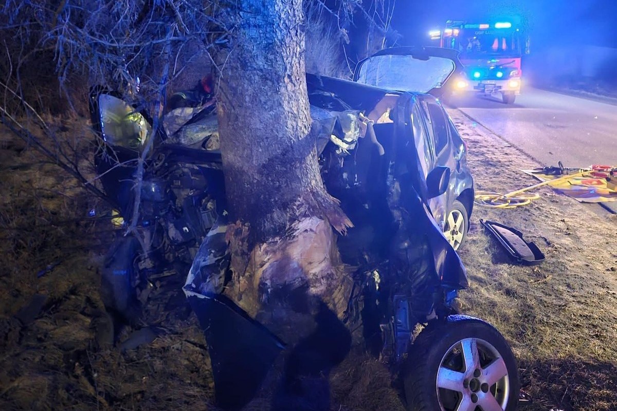 Śmiertelny wypadek w Wielkanoc. 17-latek bez prawa jazdy zginął uderzając w drzewo