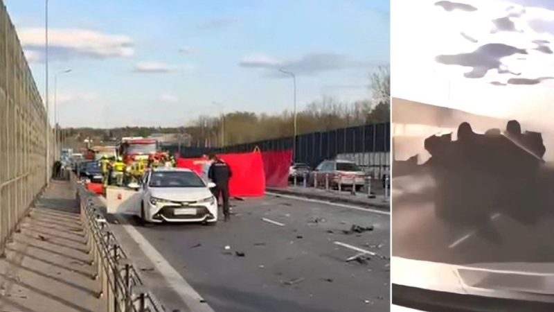 Tragiczny karambol na DK7 w Łomiankach. Policja publikuje nagranie i apeluje o ostrożność
