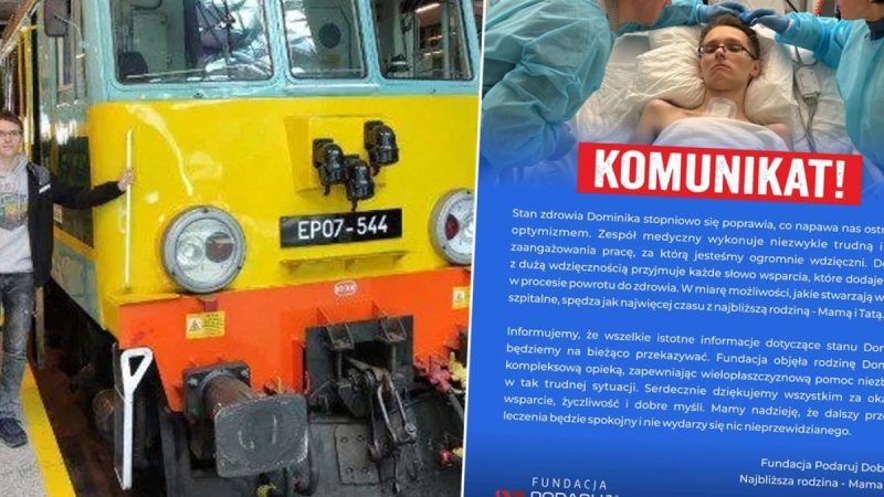 Stan zdrowia 17-letniego Dominika po tragicznym wypadku na stacji kolejowej stopniowo się poprawia