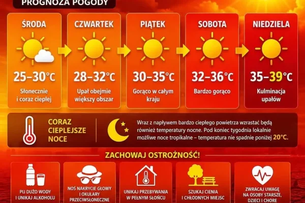 Fala upałów nad Polską – temperatura sięgnie nawet 39°C
