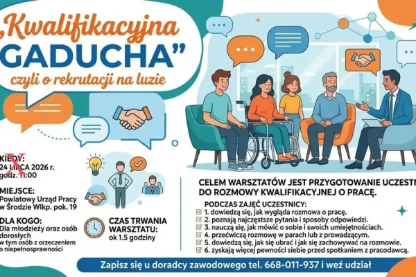 Zmiana terminu warsztatów „Kwalifikacyjna gaducha” w PUP Środa Wielkopolska